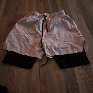 Stylish Dual-Layer Men's Shorts in White and Black